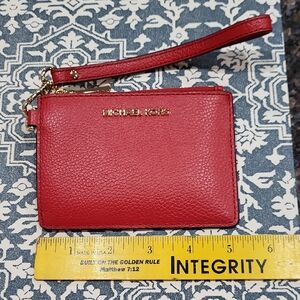 Michael Kors Cherry Red Wristlet with Gold Accents